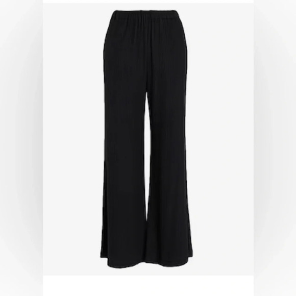 Merci…Ribbed Flare Pant Black Size L Pull on Viscose Comfy Cozy Bootcut NWT - Picture 1 of 5